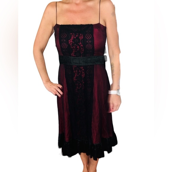 ZARA Women black and burgundy dress - Picture 3 of 8